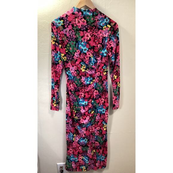 FUTURE COLLECTIVE NWOT Kahlana Barfield Brown Floral Midi Dress High Slit S HOT - Picture 2 of 7